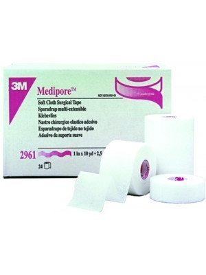 Sparadrap extensible 3M™ Medipore™* - Dim. 9,14 m x 2,5 cm, sous film plastique.