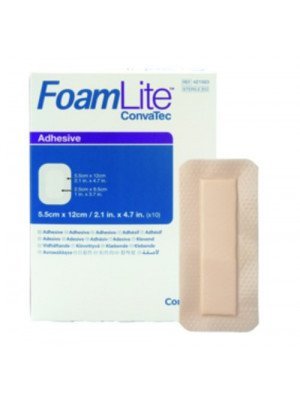 Pansement hydrocellulaire FoamLite™ ConvaTec - La boîte de 10, dim. 5,5 x 12 cm.