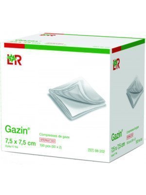 Compresses de gaze Gazin®* - 8 plis, dim. 7,5 x 7,5 cm.
